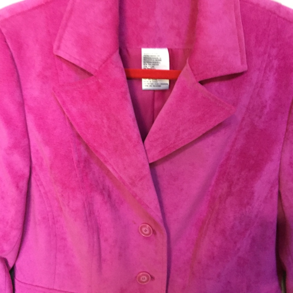 Women's Pink Faux Suede Jacket - Picture 4 of 16